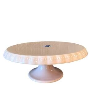 Matceramica Portugal Pastel Pink Heart Embossed Pedestal Cake Stand 11in NEW